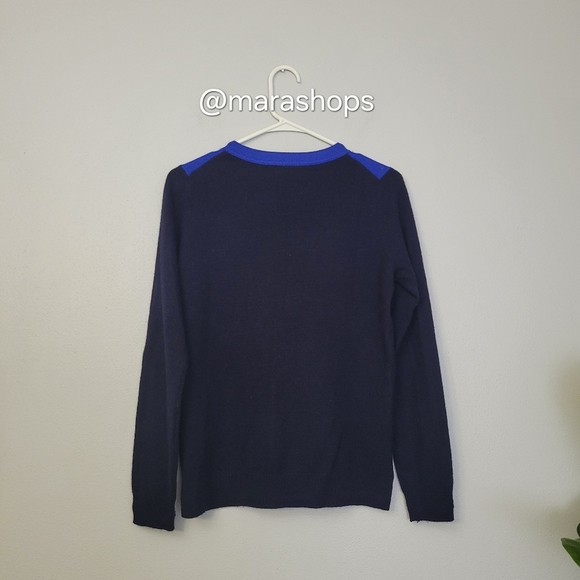 Boden Navy Chevron Cashmere Crew Neck Jumper Sweater - Picture 6 of 7